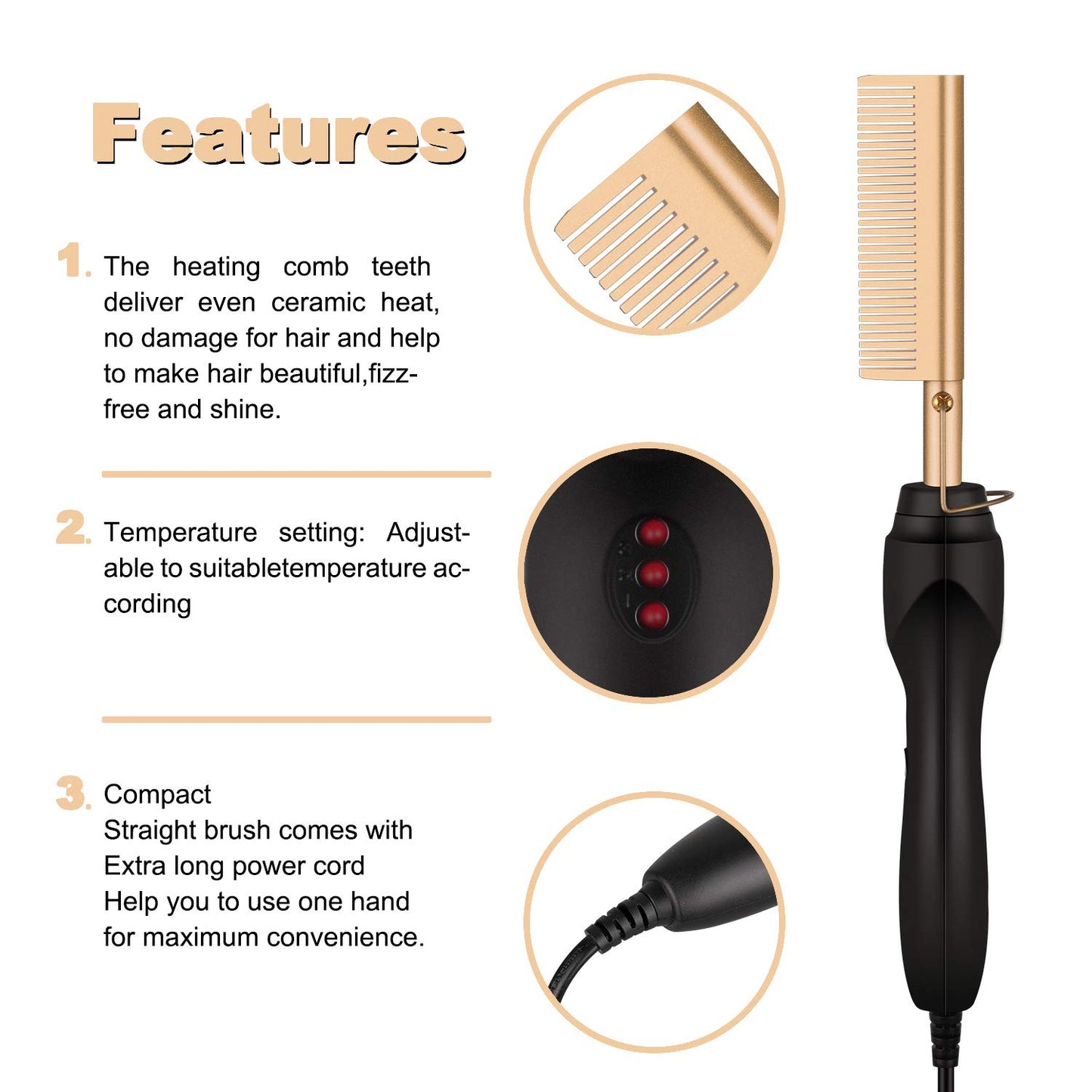Electric 2 in 1 Hot Comb Hair Straightener